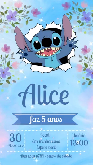 Invitación de cumpleaños Stitch – Estático – Laiane