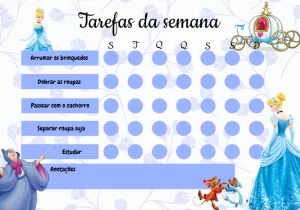Quadro de Tarefas da Cinderela para Editar Online e Imprimir