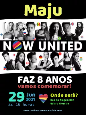 Convite de Aniversário Now United para Editar Online
