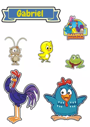 Topo de Bolo Galinha Pintadinha com Personagens para Editar