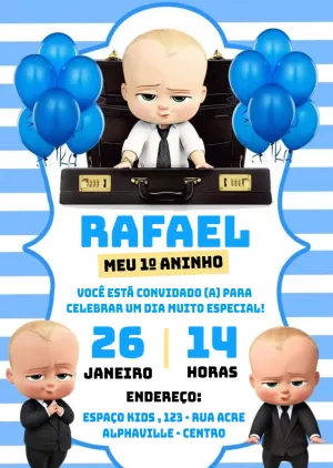 Convite de Aniversário Poderoso Chefinho para Editar Online