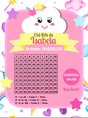 Cartela de Chá Rifa Chuva de Amor para Editar Online