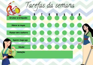 Quadro de Incentivo da Mulan para Editar e Imprimir