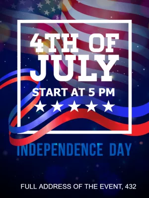 Editable 4th of July Invitation with Patriotic Design to Edit