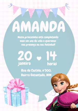 Convite Aniversário Anna Frozen para Editar Online
