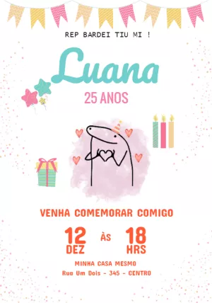 Convite de Aniversário Flork Meme para Editar Online