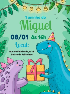 Invitación de cumpleaños Dinosaurio – Estático – Pedro Henrique