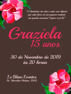 Convite de 15 Anos Floral Marrom para Editar Online