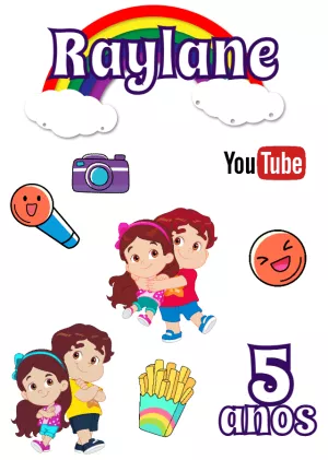 Topo de Bolo Maria Clara e JP com Personagens para Editar Online