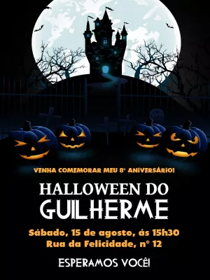 Convite Aniversário Halloween Assustador para Editar Online