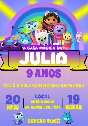 Convite de Aniversário A Casa Mágica da Gabby para Editar