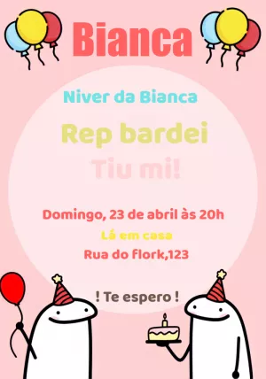 Convite de Aniversário Meme Flork Engraçado para Editar Online