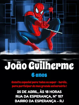 Convite de Aniversário Homem Aranha para Editar Online