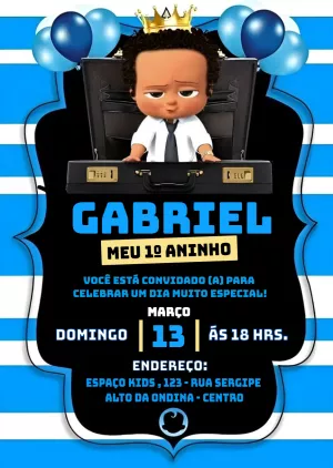 Convite Aniversário Poderoso Chefinho para Editar Online