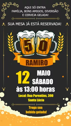 Convite Aniversário Boteco com Chopp para Editar e Imprimir