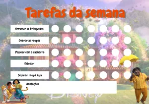 Quadro de Tarefas Encanto com Personagens para Editar Online