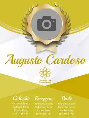 Convite de Formatura Ciência da Computação com Foto para Editar