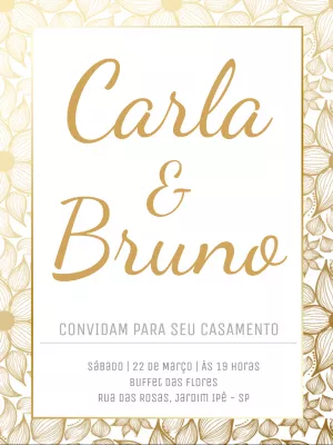 Convite de Casamento Floral Elegante para Editar Online