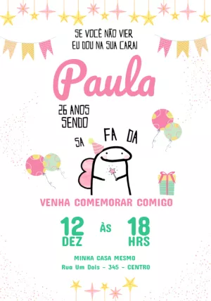 Convite de Aniversário Flork Fada Engraçado para Editar Online