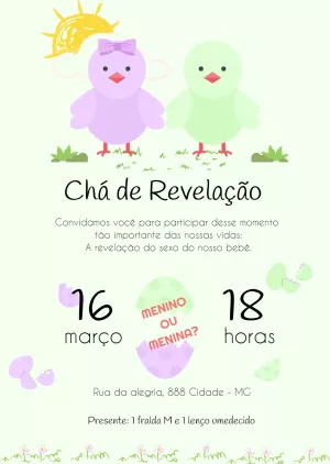 Convite Chá Revelação Patinhos para Editar Online