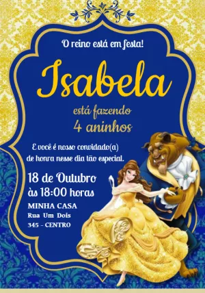 Convite A Bela e a Fera Dança Encantada para Editar Online