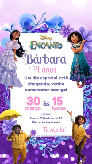 Convite Aniversário Encanto com a Família Madrigal para Editar