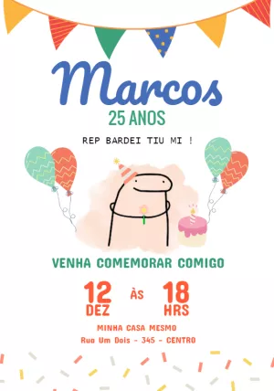 Convite de Aniversário Flork Meme para Editar Online