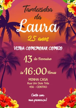 Convite Aniversário Tardezinha Tropical para Editar Online
