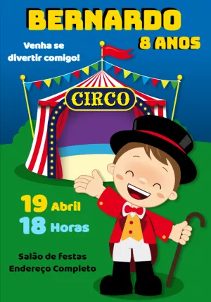 Invitation d'anniversaire Cirque – Statique – Montando a Sua Festa Oficial
