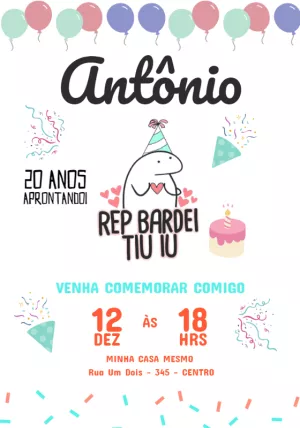 Convite Aniversário Flork Meme Divertido para Editar Online