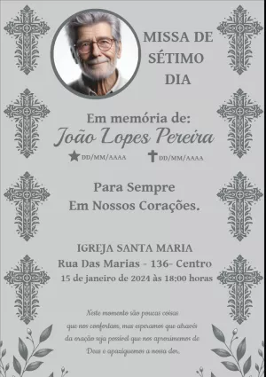 Convite Missa de Sétimo Dia com Foto para Editar Online