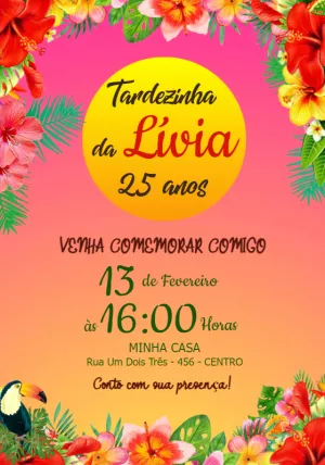 Convite Aniversário Tardezinha Tropical para Editar Online