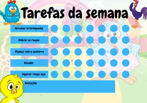 Quadro de Tarefas da Galinha e Turma para Editar e Imprimir