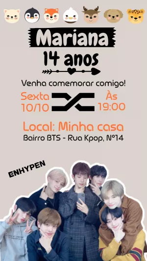 Convite de Aniversário Kpop com Foto para Editar Online
