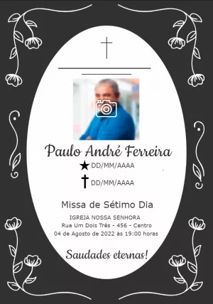 Convite Missa de Sétimo Dia com Foto para Editar Online