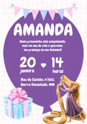 Invito di compleanno Rapunzel – Statico – Beatriz Lopes dos Anjos