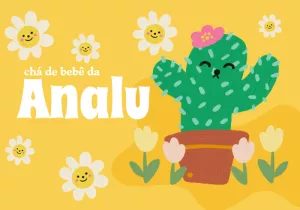 Painel Editável para Chá de Bebê Tema Cacto Fofo