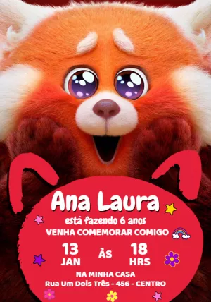 Convite Aniversário Red: Crescer é uma Fera para Editar Online
