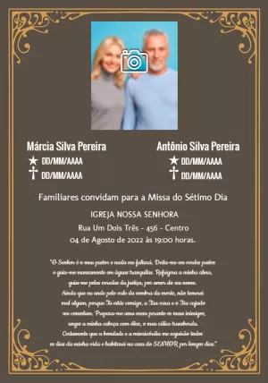 Convite Missa de Sétimo Dia Duplo com Foto para Editar Online