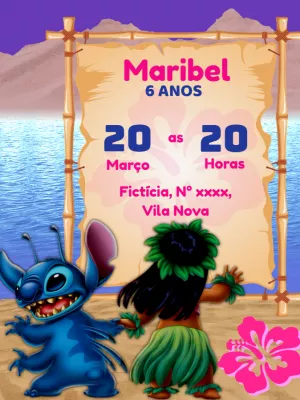 Invitación de cumpleaños Stitch – Estático – Lilian Designer