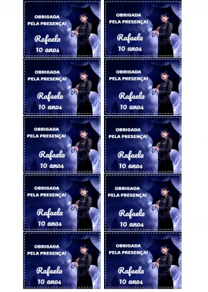 Tag de Agradecimento Wandinha para Editar e Imprimir