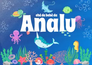 Painel Chá de Bebê Fundo do Mar para Editar Online