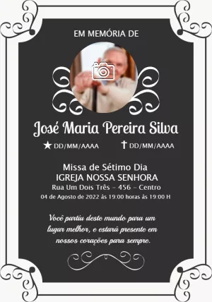 Convite de Missa de Sétimo Dia com Foto para Editar Online
