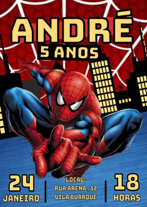 Convite Aniversário Homem Aranha para Editar Online