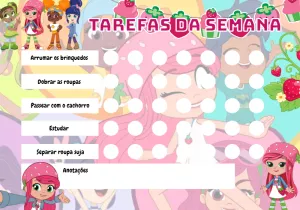 Quadro de Tarefas da Moranguinho para Editar Online e Imprimir