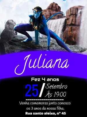 Convite de Aniversário Avatar com Personagens para Editar Online