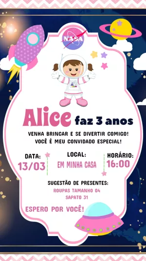 Invito di compleanno Astronauta – Statico – Laiane