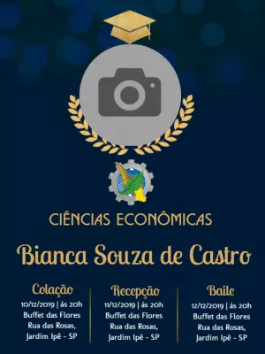 Convite Formatura Ciências Econômicas com Foto para Editar Online