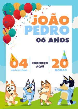 Invito di compleanno Bluey – Statico – D.Couto