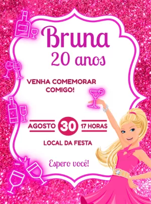 Invitación de cumpleaños Barbie – Estático – Renata Designer